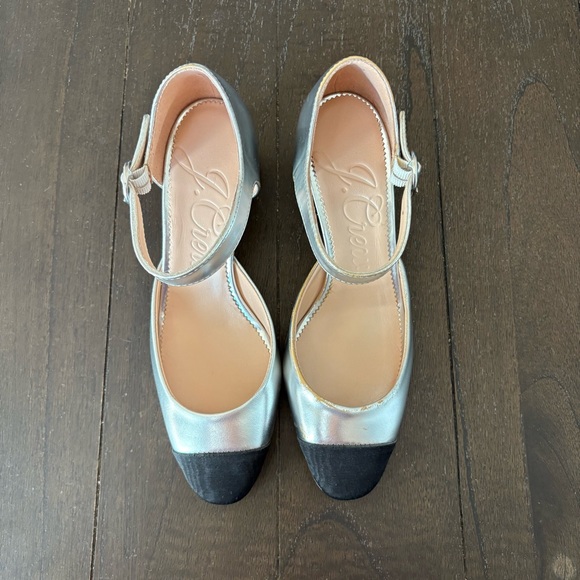 J. Crew Millie Women's Silver Cap Toe Mary‎ Jane Heels Size 5 - Picture 4 of 10